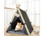 Large Pet Teepee Bed for Dogs and Cats - Washable Canvas Tent with Cozy Cushion