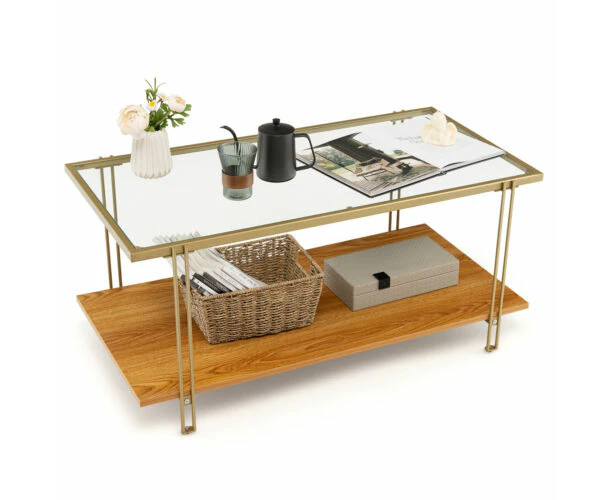 Rectangle Coffee Table with Storage Shelf