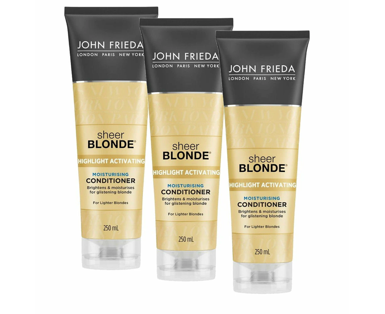 3x John Frieda Sheer Blonde Highlight Activating Moisturising Conditioner 250mL