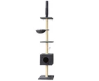 260cm Adjustable Cat Tree Tower Multi Level Scratcher Post Bed Dark Grey