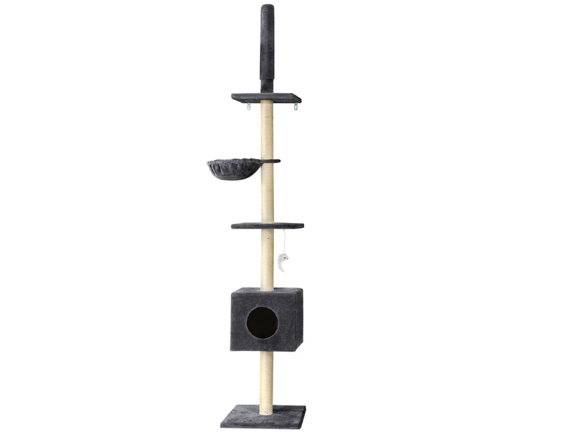 260cm Adjustable Cat Tree Tower Multi Level Scratcher Post Bed Dark Grey