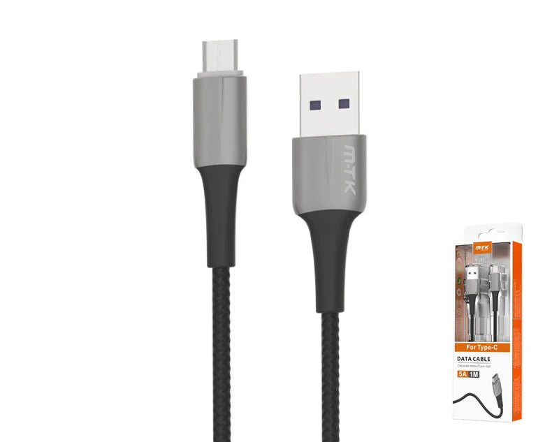 Type-C to USB Data Cable 1m TB1282  5 AMP PREMIUM SERIES - Grey