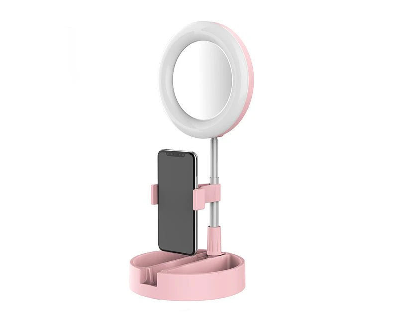 Moveteck Ring Light Stand Mirror Phone Holder Streaming Makeup Mirror NR9201 - Pink