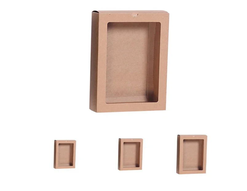 50PCS Kraft Paper Packing Box With Transparent PVC Window Drawer Display Gift Boxes - A2-17.4*14*4.4cm