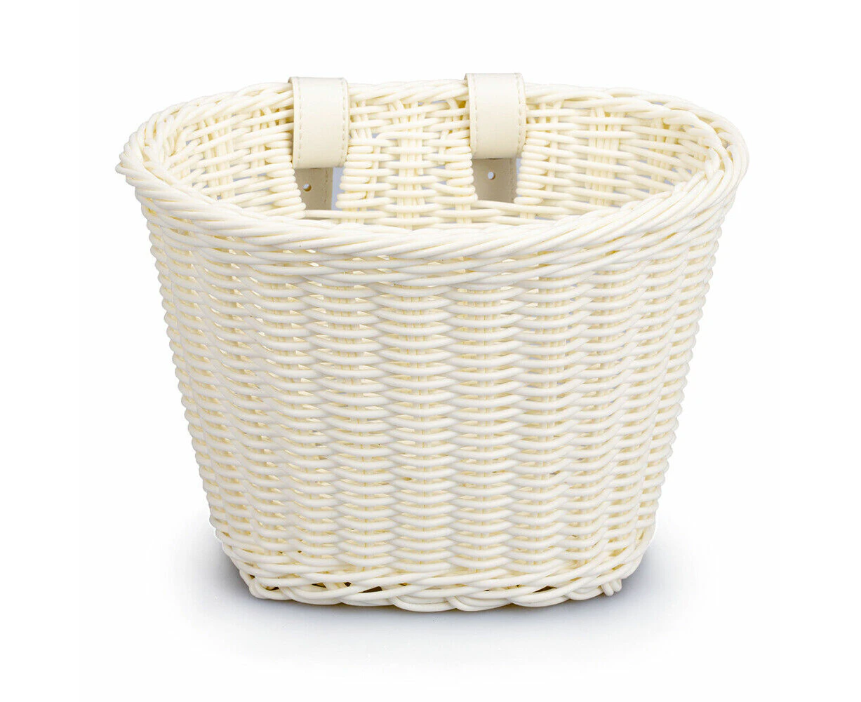 White Bicycle Front Basket Handwoven Kid Adult Bike Handlebar Carrier Bag