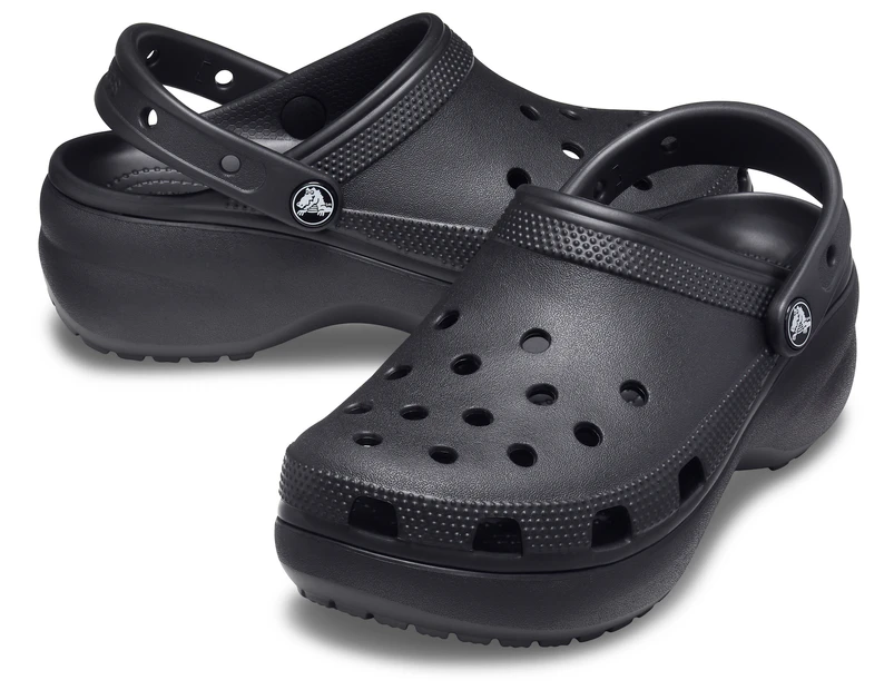 Crocs Women's Classic Platform Clog Sandals (Black)