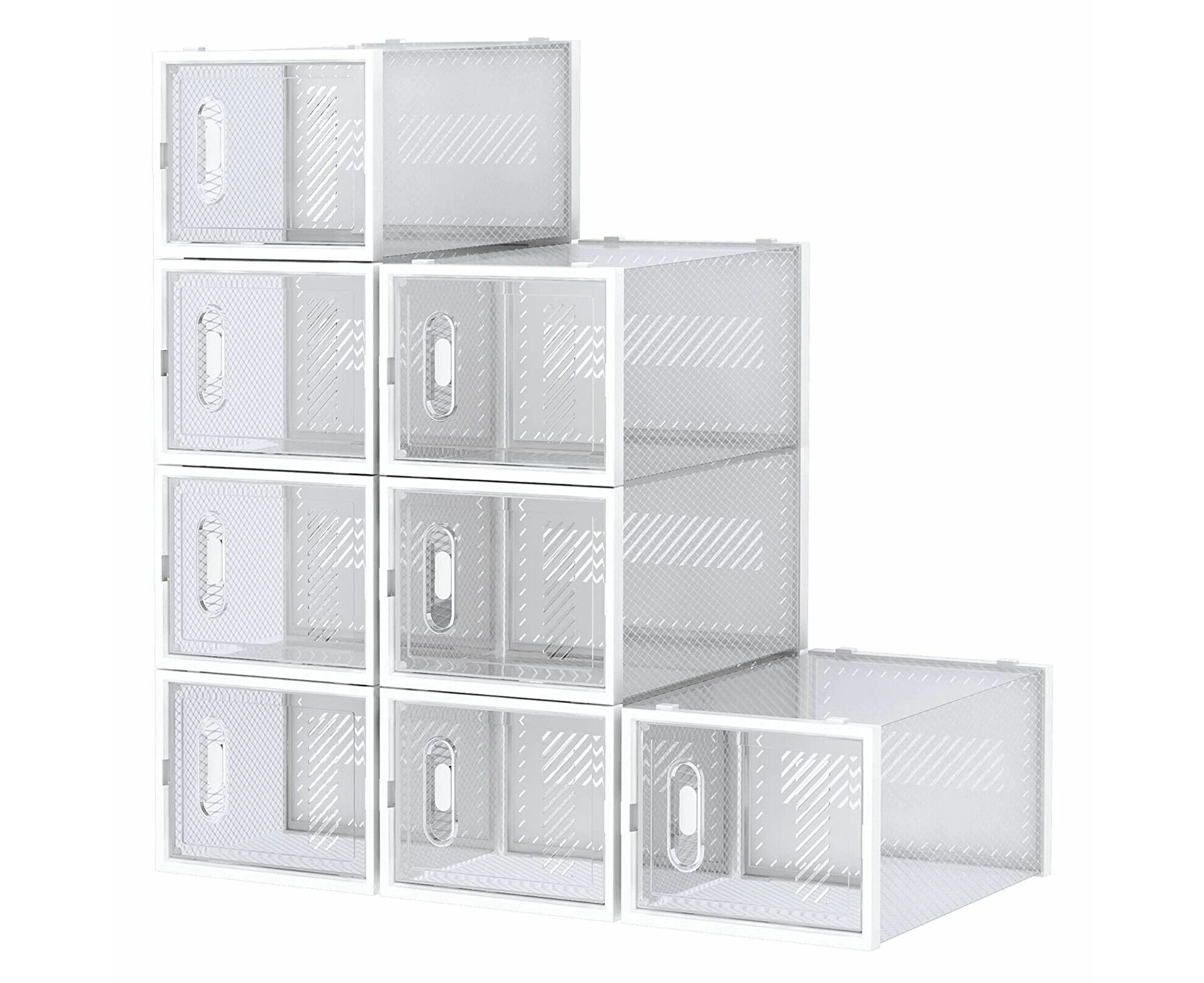 8 PCS Shoe Storage Box Cabinet Plastic Large Organiser Drawer Stackable Display