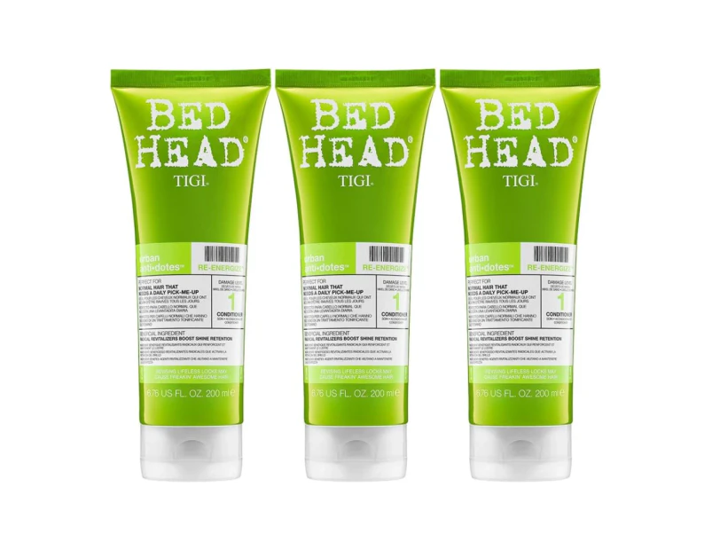 3 x Tigi Bed Head Conditioner Re Energize Urban Anti Dotes 200mL