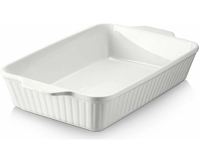 DOWAN Casserole Dish Ceramic Baking Dish, White - 40x24x8cm