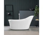 1700x730x835mm Freestanding Bathroom Bathtub 1700mm Acrylic Curved Sloping Bath Tub High Gloss White Modern Design Soaking Bath Tub Thin Edge KDBT-8-1700