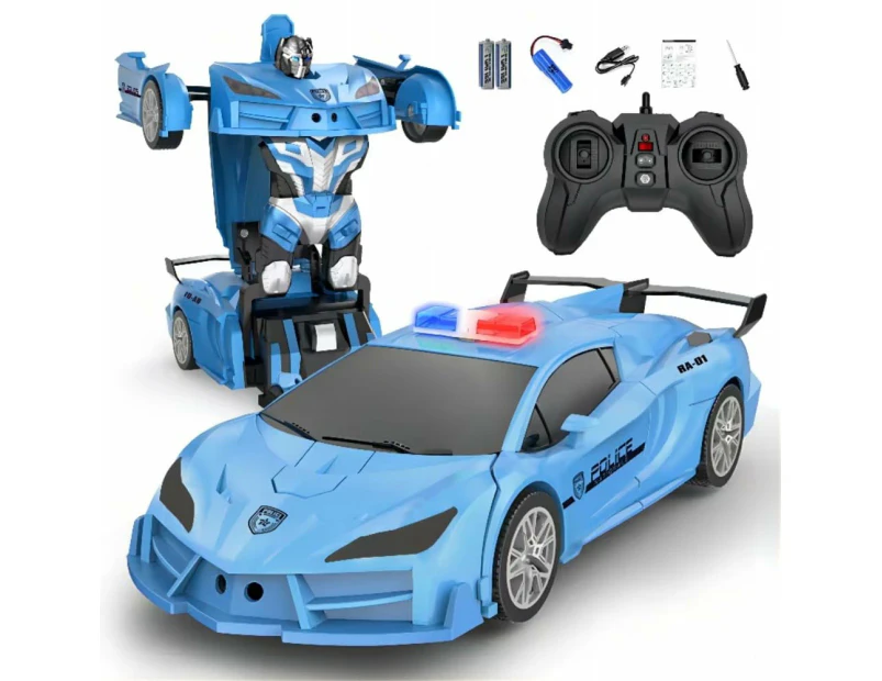 Remote Control car - Transform Robot RC Cars, one Button Deformation and 360 ° Rotation Drift, Transform Police car Toy for Boys/Girls Over 6+ Year