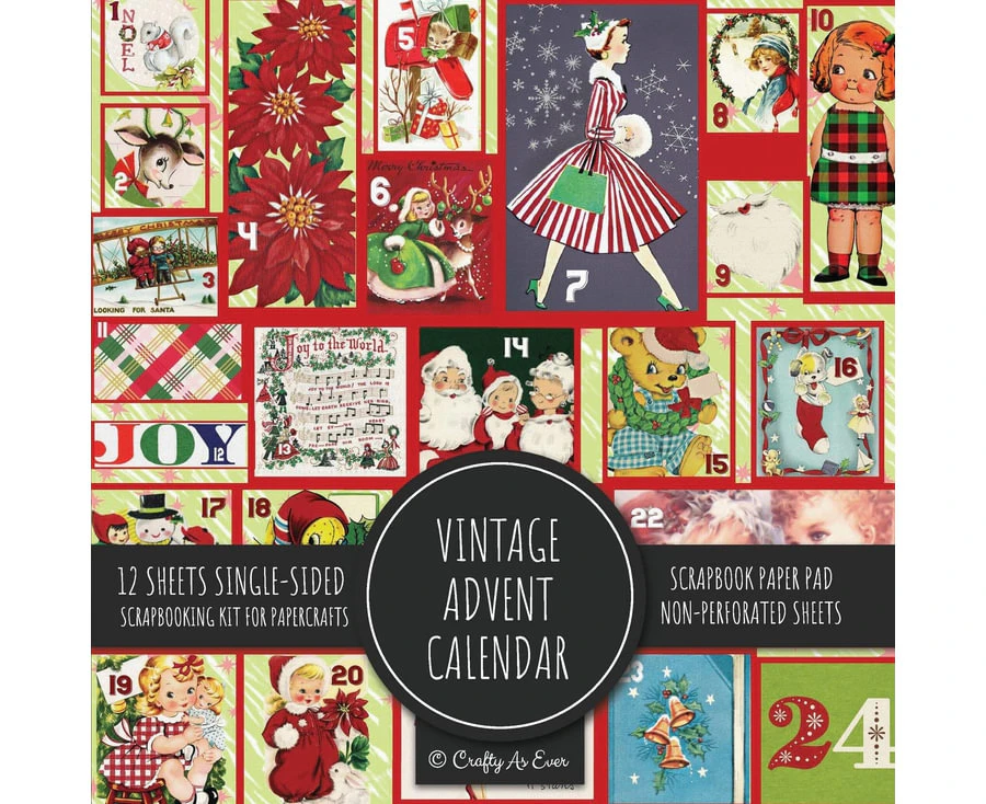 Vintage Advent Calendar Scrapbook Paper Pad : Vintage Advent Calendar Scrapbook Paper Pad