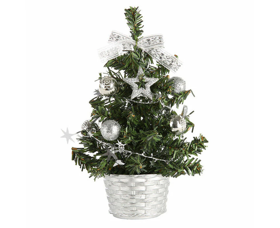 40cm Artificial Mini Christmas Tree Home Table Desk Ornament Decor Gift Silver