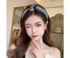 Women Lady Retro Boho Embroidery Cotton Wide Hair Headband Head Wrap Band hoop - Black