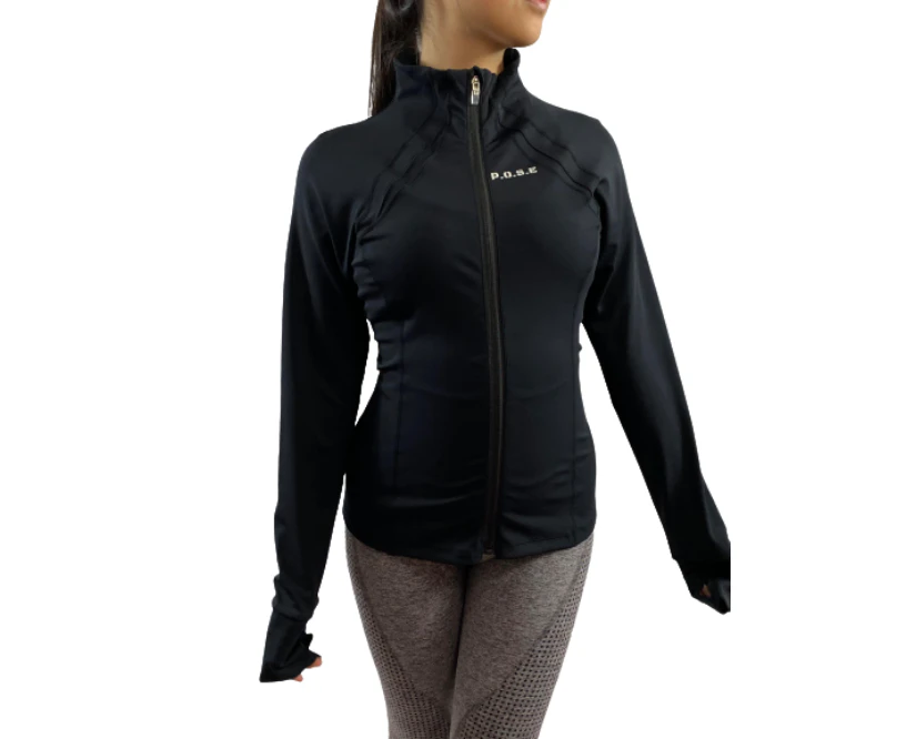 P.O.S.E Long-Sleeve Active Zip Gym Jacket - Black