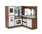 Costway Wooden Corner Play Kitchen Child Kitchen Playset Pretend Play Toy w/ Storage & Accessories