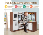 Costway Wooden Corner Play Kitchen Child Kitchen Playset Pretend Play Toy w/ Storage & Accessories