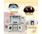 Costway Wooden Kids Play Kitchen Corner Kitchen Playset Cooking Toy w/Cookware Accessories Aged 3 +