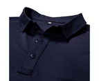 Mens Cotton Polo Shirts Casual Henley Shirts Short Sleeve T-shirts Regular Fitted Work Shirts for Men-Navy