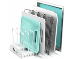 Adjustable White Pan Organizer with 7 Compartments