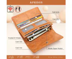 Womens Wallets RFID Blocking Leather Clutch Long Wallet for Women Card Holder Phone Organizer Ladies Travel Purse Hollow Out Sunflower Design Gift