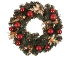 Large Christmas Wreath Door Garland Red Ball Gold Flowers Leaves Wall Tree Décor