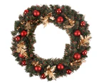 Large Christmas Wreath Door Garland Red Ball Gold Flowers Leaves Wall Tree Décor