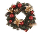 Large Christmas Wreath Door Garland Red Ball Gold Flowers Leaves Wall Tree Décor