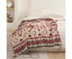 Knitted Blanket Vintage Tassel Boho Ethnic Style Geometric Pattern Knitted Blanket, Throw Blanket Sofa Couch Bed Shawl Blanket-Turing red