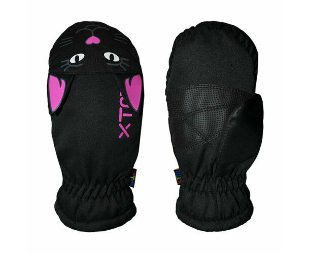 Xtm Black Kitty Cat Puppet Kids Winter Snow Mittens