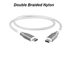Cygnett Armoured USB-C to USB-C (2.0) Cable (1M) - White (CY4675PCTYC), 5A/100W, Braided, 480Mbps Transfer, Fast Charge, Best for Laptop