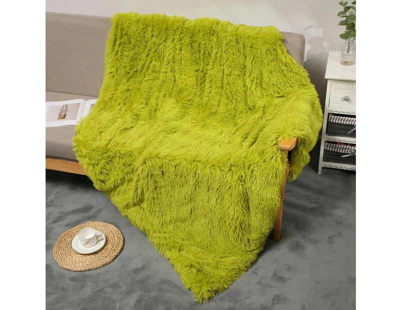 Fluffy Blanket Furry Blanket PV Fleece Sofa Blanket Lightweight Sofa Blanket Kids Small Blanket Nap Cover Blanket For Sofa Chair Bed Car-green