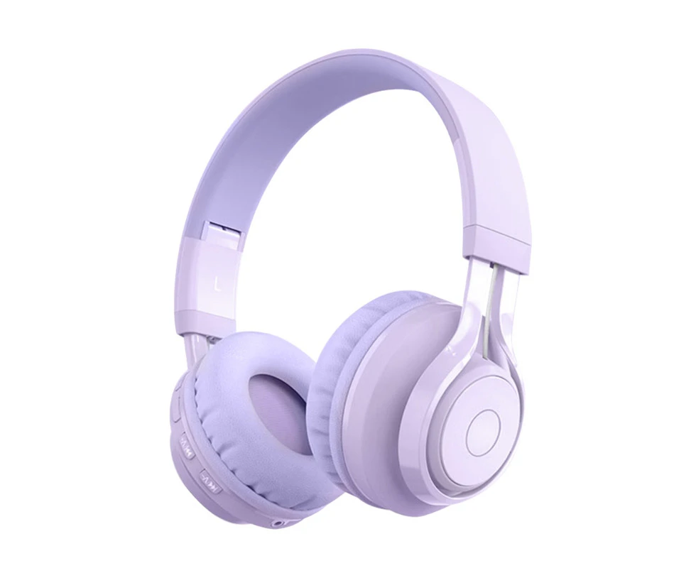 Over-Ear Headphones Metal Apricot /Pink /Purple Blue-tooth Headset for Boys - Purple