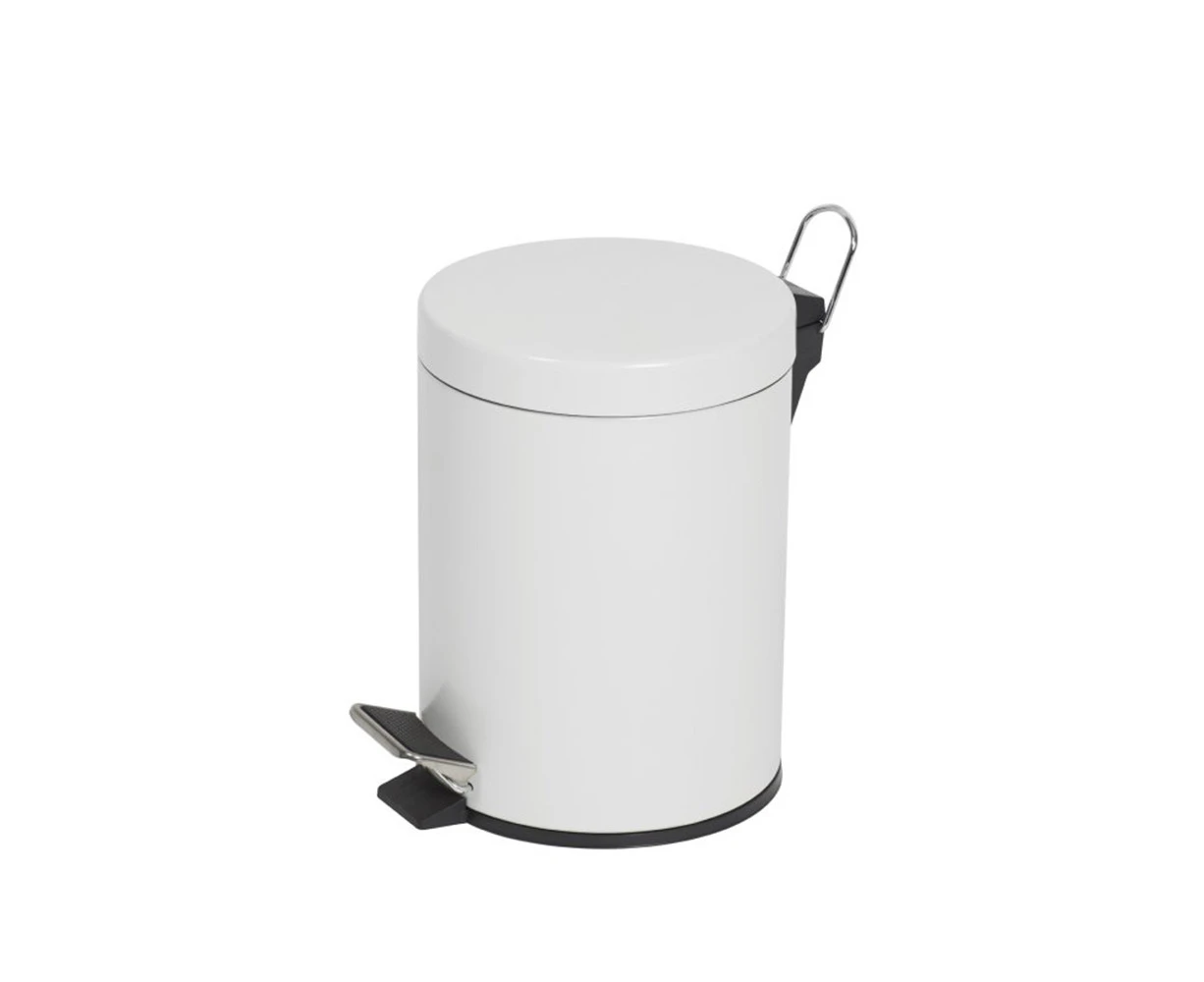 Compass Powder Coated Pedal Bin 5L - White