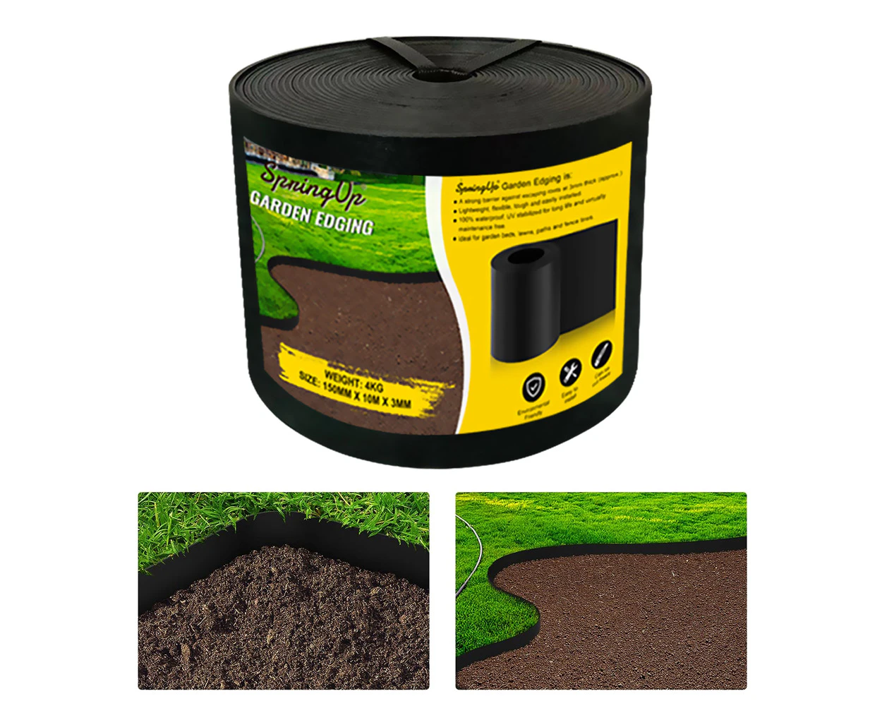 Plastic Garden Edging 150mmx10M Border Support Flexible Landscape Edge Black