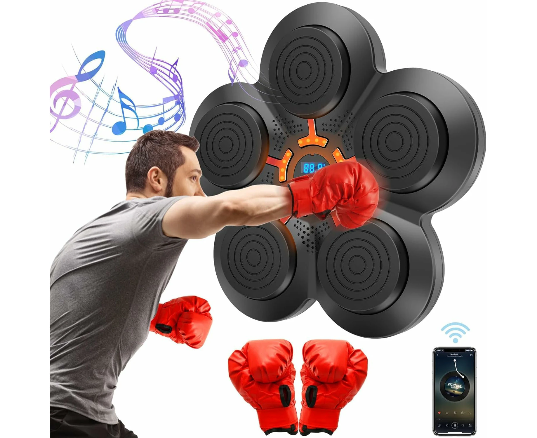 Smart Bluetooth Music Boxing Machine, Bluetooth Musical Boxing Machine Wall Mounted,Wall Mounted Boxing Training Punching Equipment