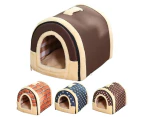 S Size Pet House Kennel Soft Igloo Beds Cave Cat Puppy Bed Warm Cushion Fold - Brick