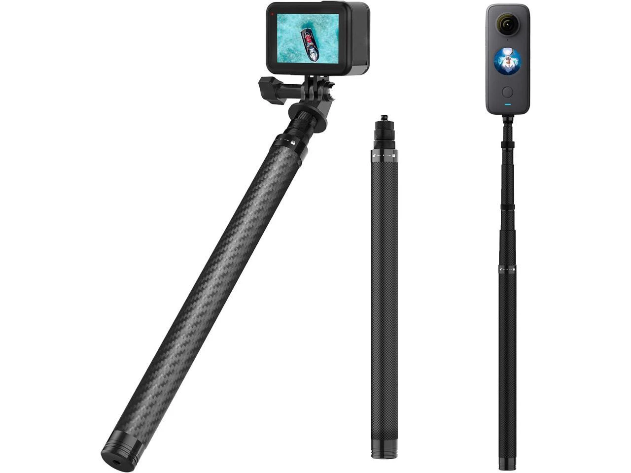 Selfie Stick Pole Long (59 inch), Underwater Waterproof Carbon Fiber Extension Handheld Monopod for Go Pro Max Mini Hero 12 11 10 9 8 7 Insta 360 DJI