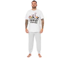 Looney Tunes Mens Short Sleeve Long Leg Pyjama Set (White)