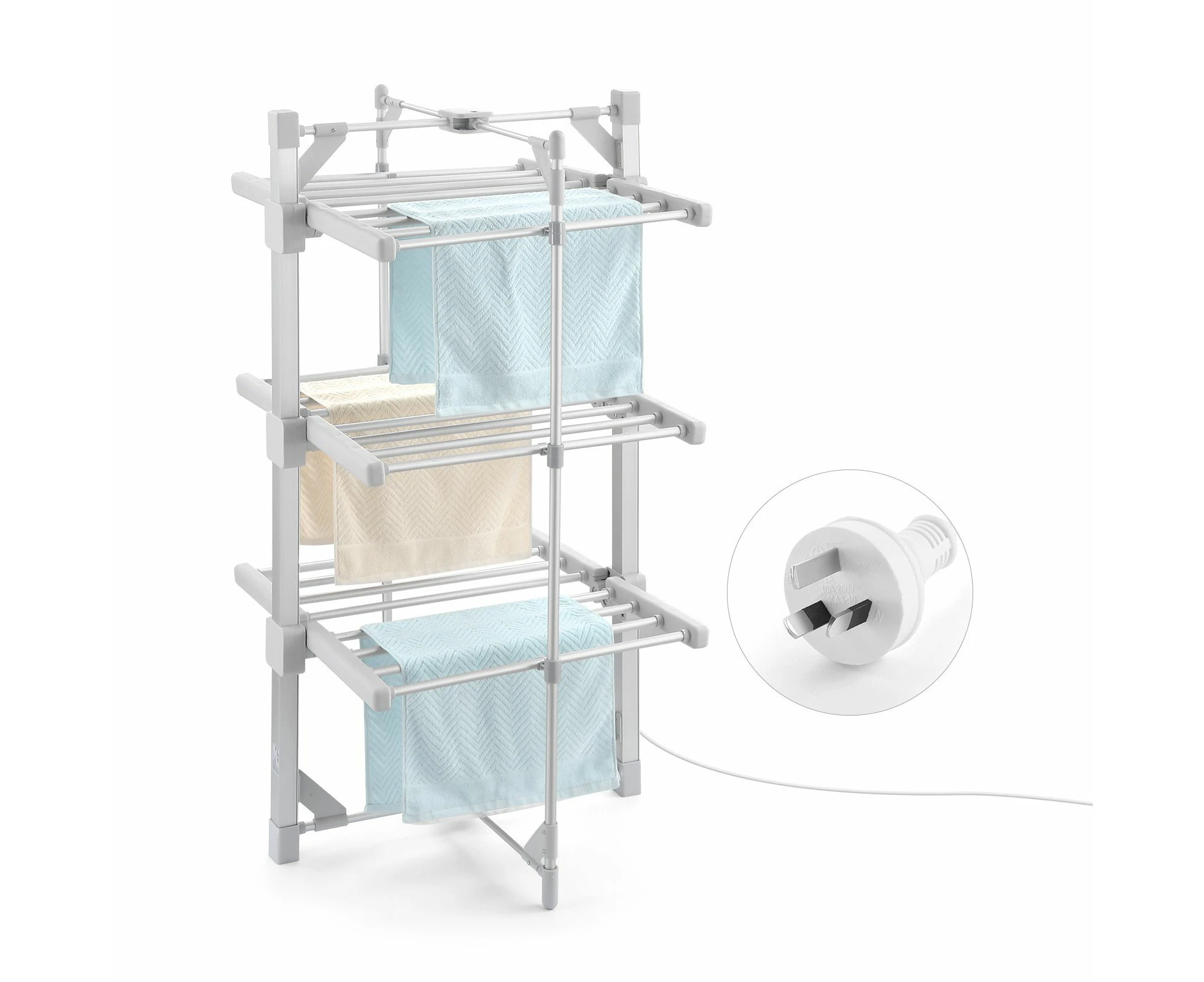 Maxkon Electric Airer 3 Tier Heated Clothes Dryer Laundry Drying Rack Heater Towel Rail  Stand Foldable 220W