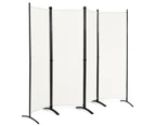 4 Panel Room Divider Screen Folding Privacy Screen Wall Partition Stand White