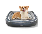 Cozy Oval Pet Bed for Deep Sleep, Soft Reversible Cotton, Easy Clean, Blue