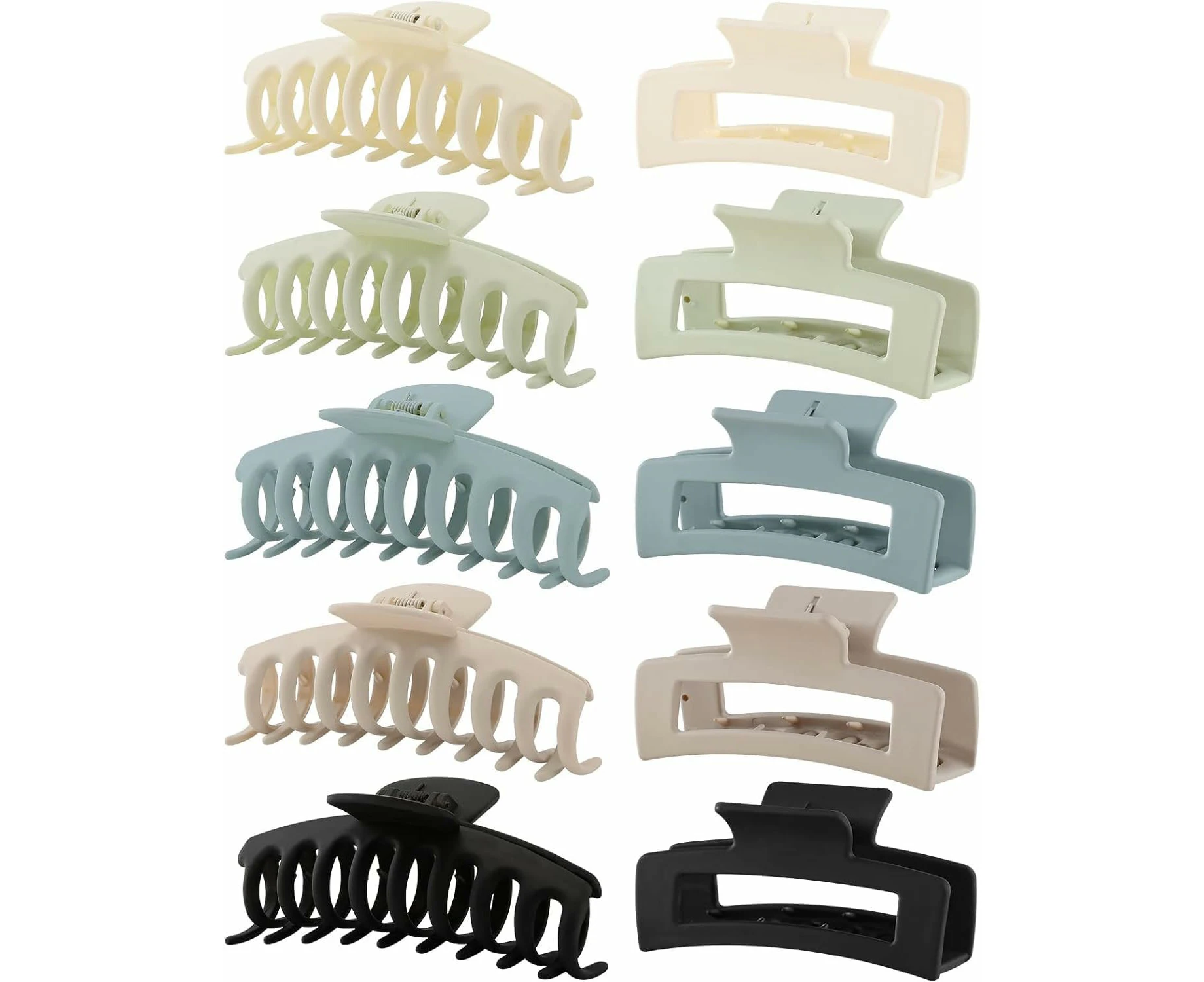 10 Pack Hair Claw Clips, Neutral Hair Clips for Women, 4.1" Big Claw Clips, Large Rectangle Claw Hair Clips, Matte Hair Claws Hair Styling Accessories