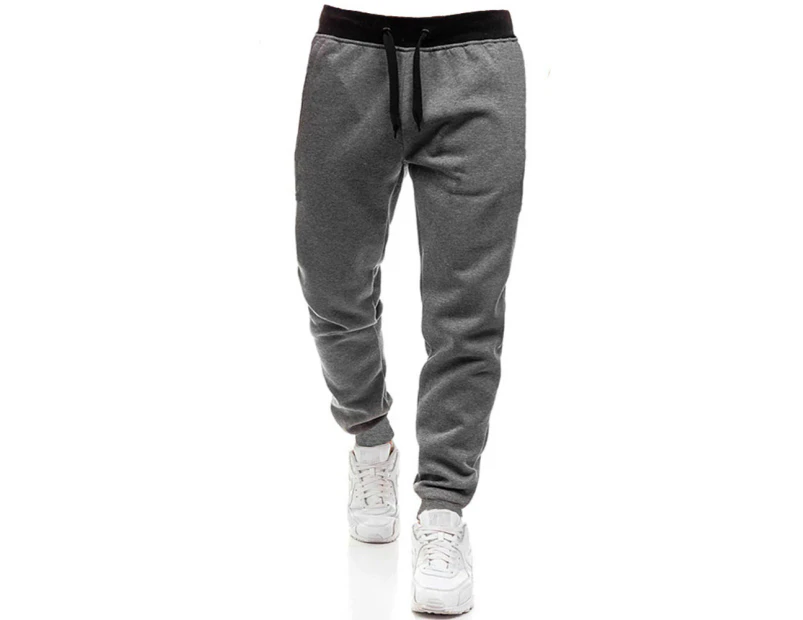 Men's Slim Fit Joggers Sweat Pants Sports Jogging Drawstring Trousers Tracksuit Bottoms - Dark grey