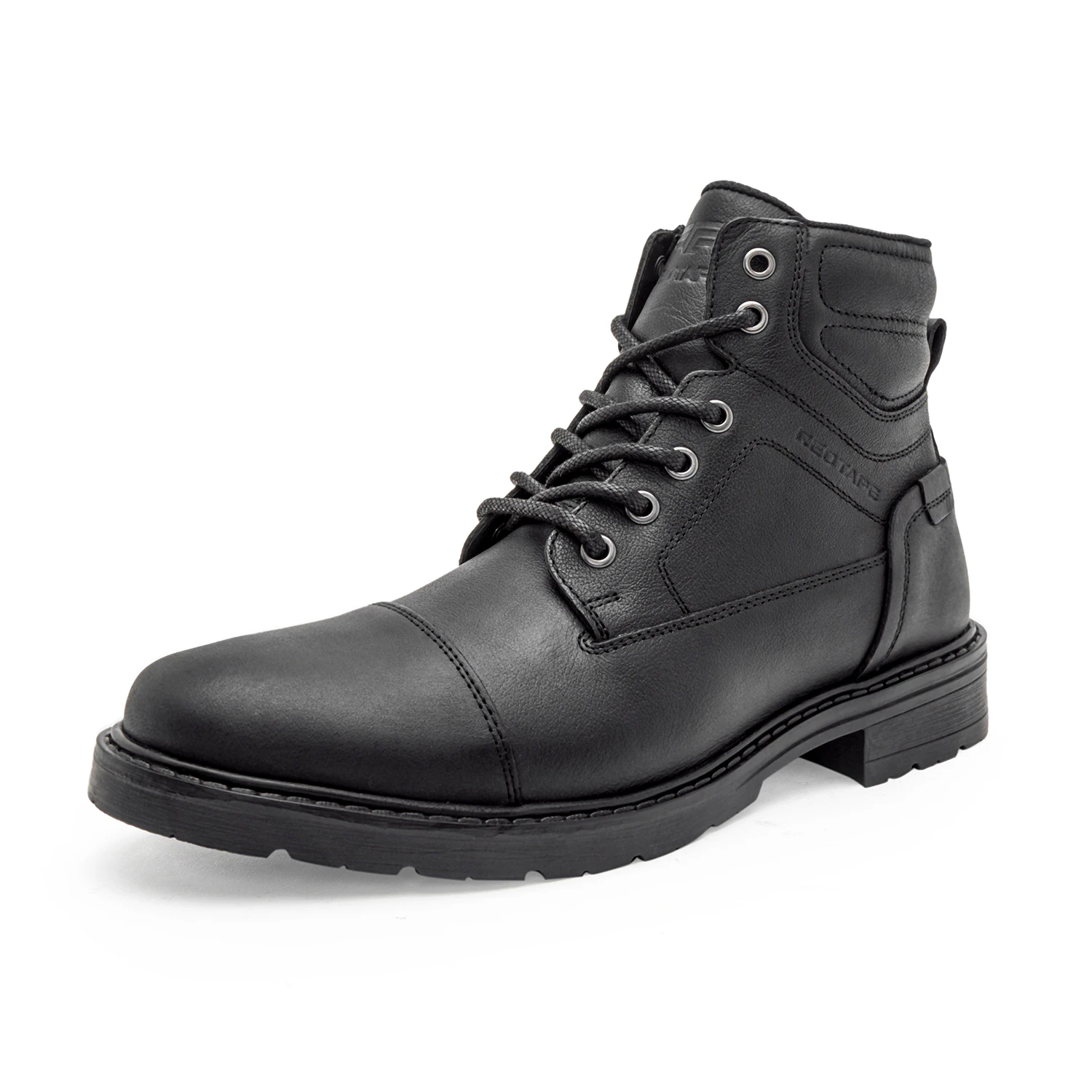 Red Tape Genuine Leather Men's High Ankle Length Boots - Black