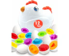 Chicken Easter Eggs Toys for Kids Easter Basket Stuffers Prefilled with 12 Toy Eggs Inside Fillled, Montessori Toys Easter Gifts