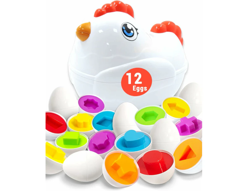 Chicken Easter Eggs Toys for Kids Easter Basket Stuffers Prefilled with 12 Toy Eggs Inside Fillled, Montessori Toys Easter Gifts