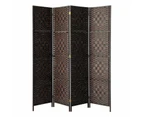 4 Panel Room Divider Screen Privacy Dividers Woven Wood Folding Brown