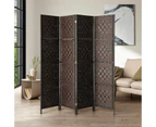 4 Panel Room Divider Screen Privacy Dividers Woven Wood Folding Brown