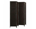 4 Panel Room Divider Screen Privacy Dividers Woven Wood Folding Brown